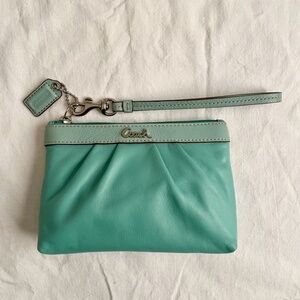 Coach leather feminine wristlet Tiffany blue B319